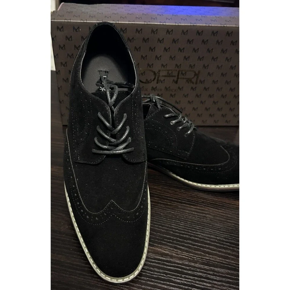 Mofri Oxford Dress Shoes Men’s Size 7.5 Black Suede Lace Up Formal Sleek